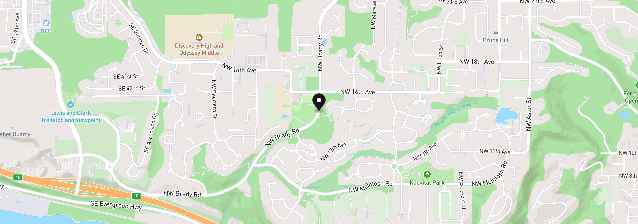 Map showing the location of 580 NW Brady Rd, Camas, Wa 98607