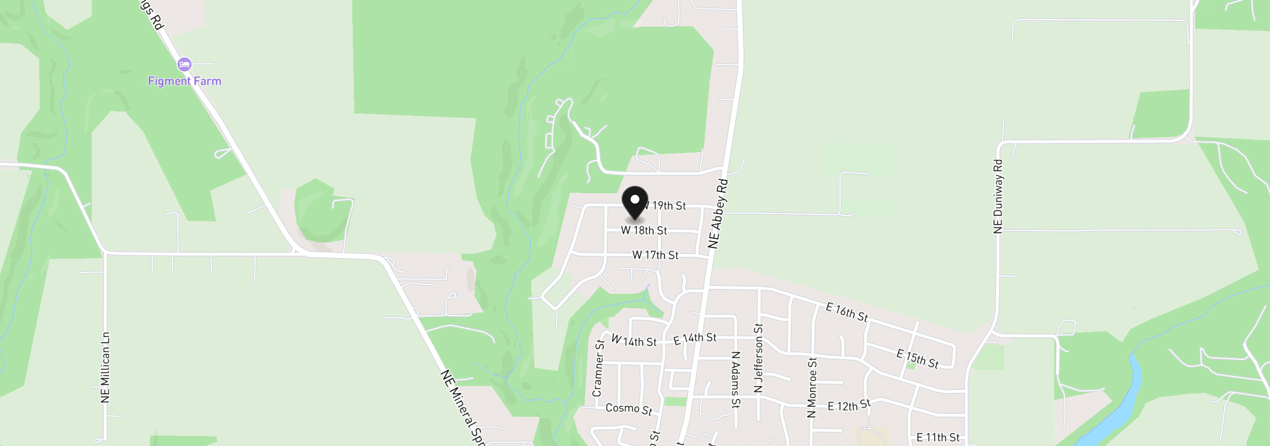 Map showing the location of 234 W 18th St, Lafayette, OR 97127