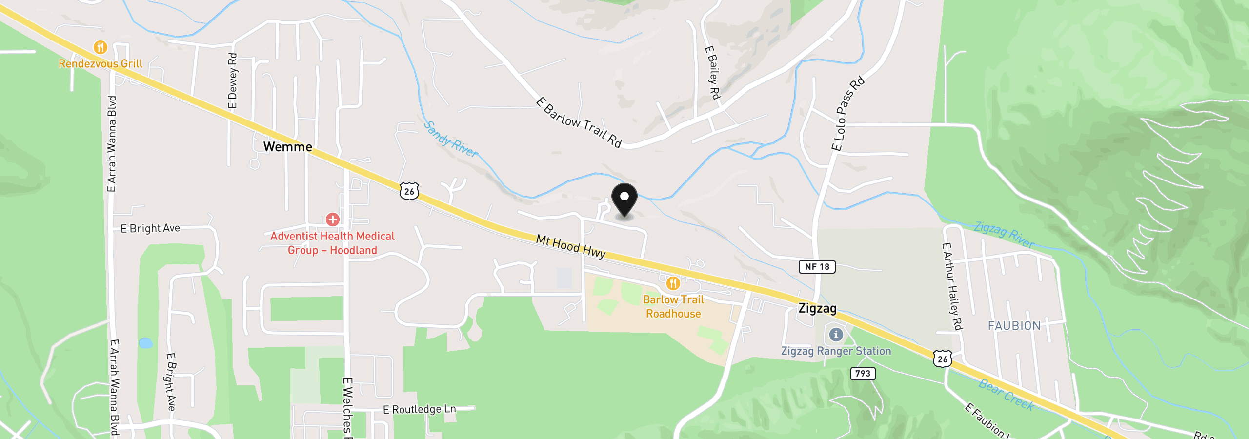 Map showing the location of 69437 E Vine Maple Dr, Rhododendron, OR 97049
