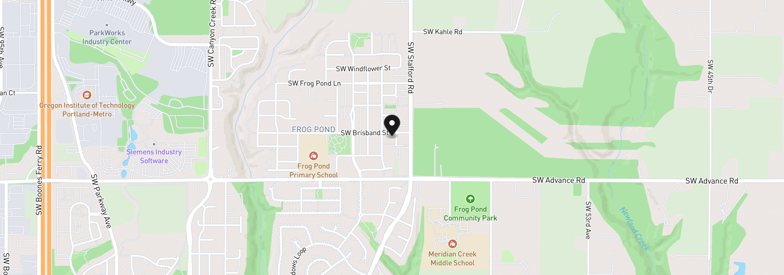 Map showing the location of 27757 SW Alder Ln, Wilsonville, OR 97070