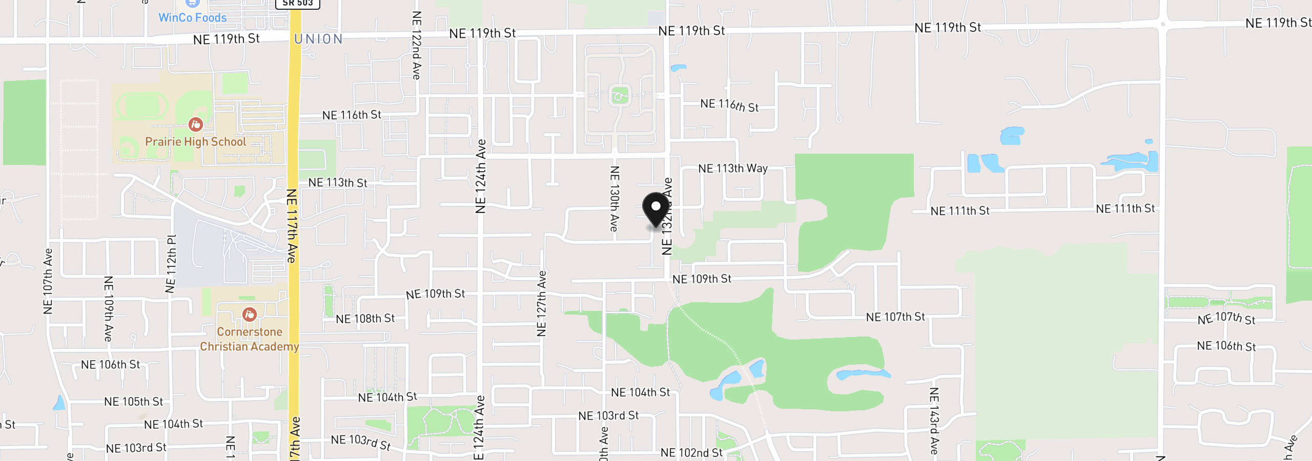 Map showing the location of 11109 NE 131st Ave, Vancouver, Wa 98682