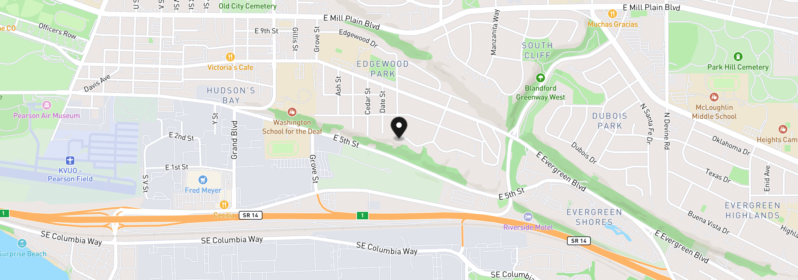 Map showing the location of 3617 Wauna Vista Dr, Vancouver, Wa 98661