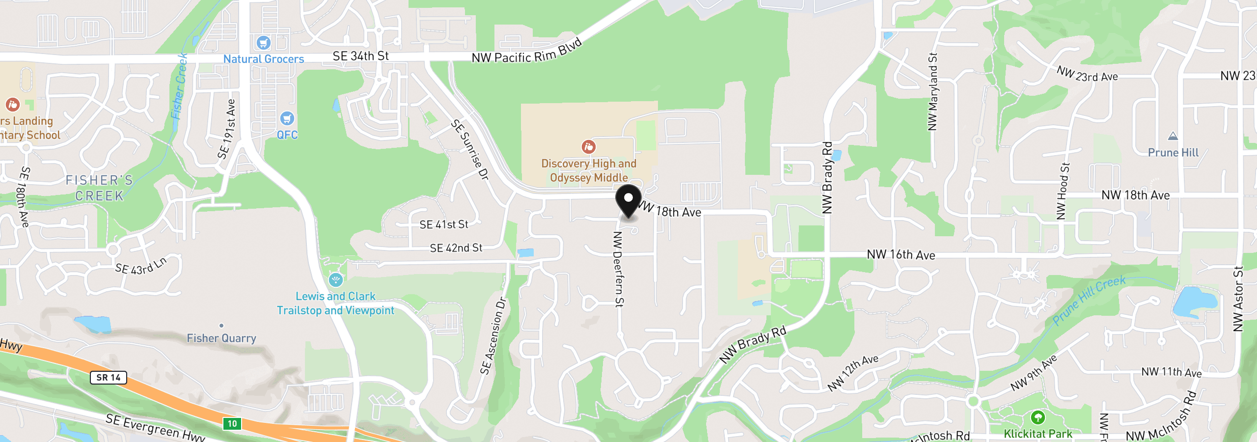 Map showing the location of 1650 NW Deerfern St, Camas, Wa 98607