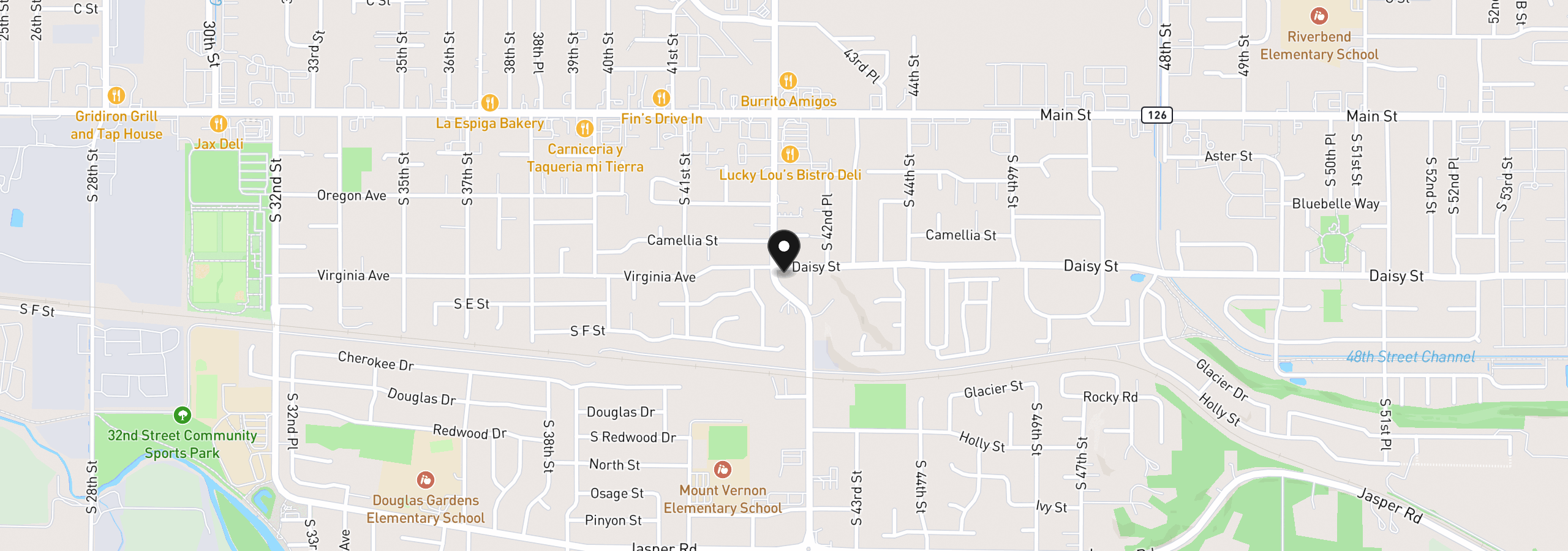 Map showing the location of 4205 Daisy St, Springfield, OR 97478