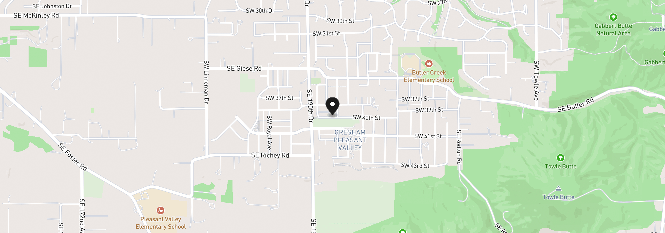 Map showing the location of 3629 SW 40th St, Gresham, OR 97080
