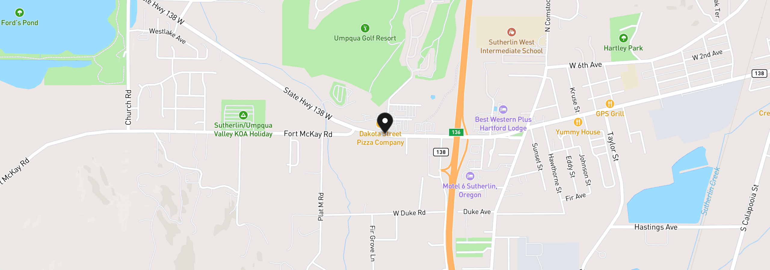Map showing the location of 927 State Highway 138 W 14 & 15, Sutherlin, OR 97479