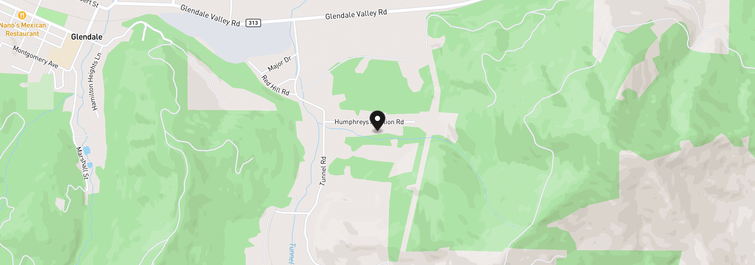Map showing the location of 301 Humphrey Addition Rd, Glendale, OR 97442