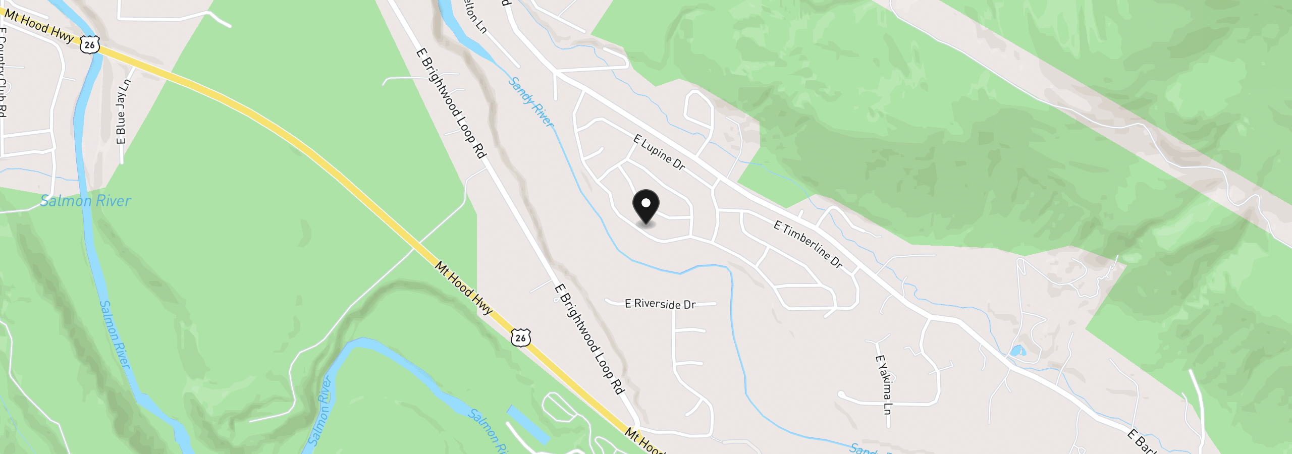 Map showing the location of 64785 E Sandy River Ln, Rhododendron, OR 97049