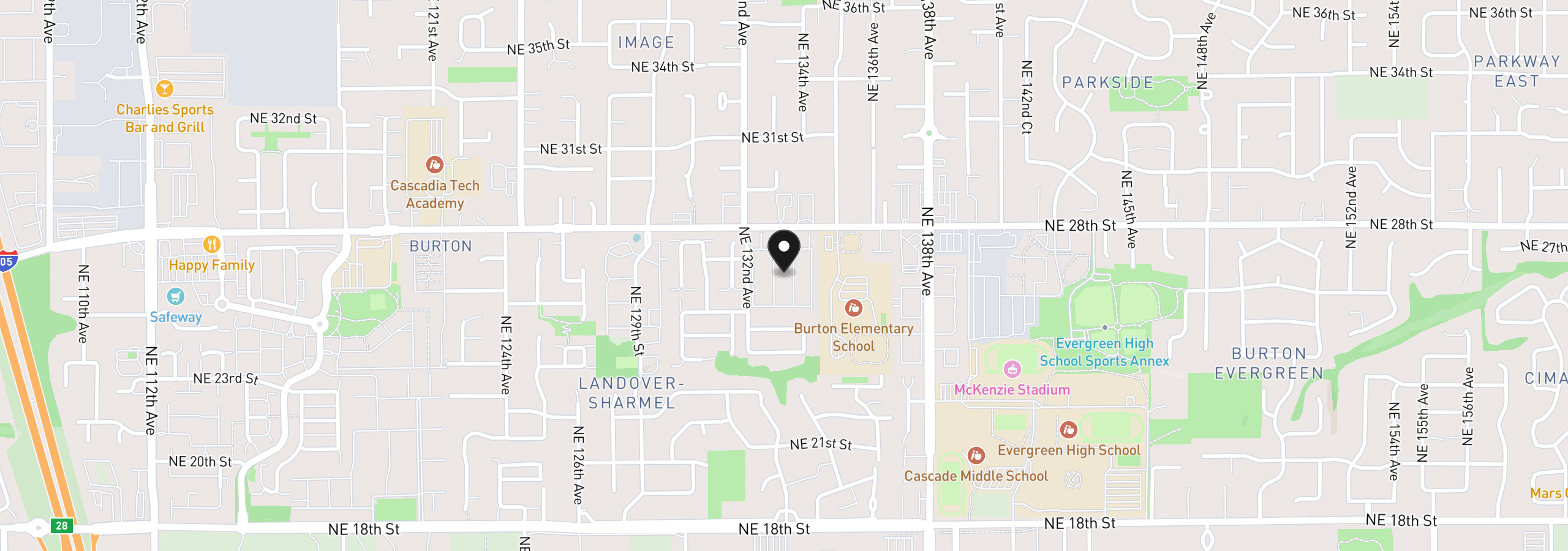 Map showing the location of 13401 NE 28th St 202, Vancouver, Wa 98682
