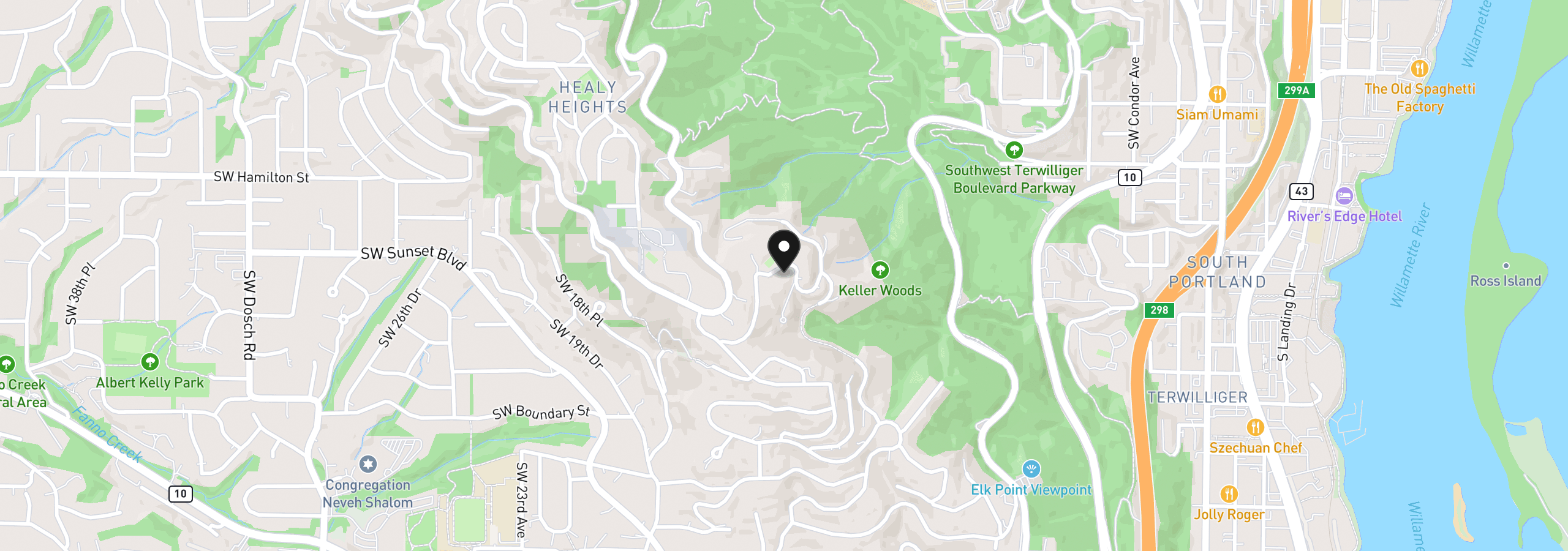Map showing the location of 1212 SW Hessler Dr, Portland, OR 97239