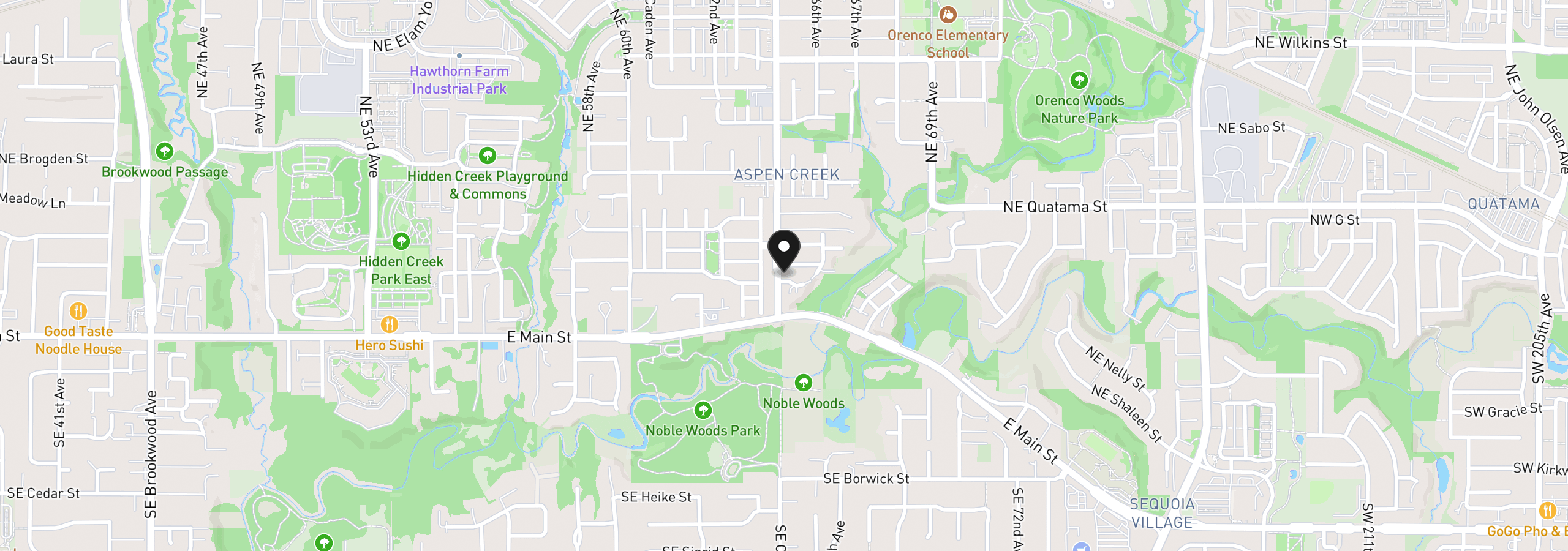 Map showing the location of 6501 NE Rainsong Ln, Hillsboro, OR 97124