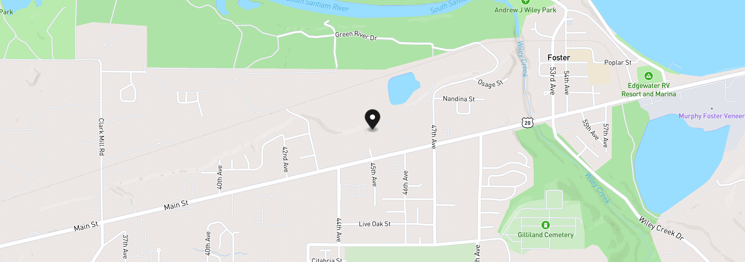 Map showing the location of 1401 45th Ave, Sweet Home, OR 97386