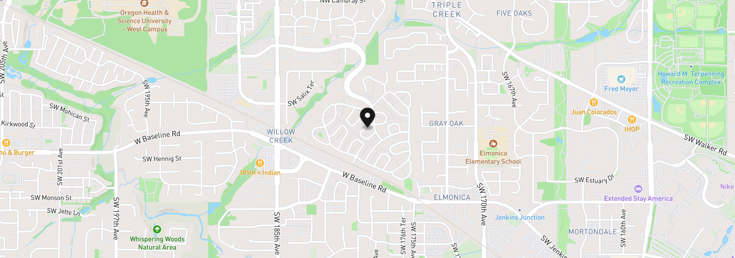 Map showing the location of 428 SW Boston Way, Beaverton, OR 97006
