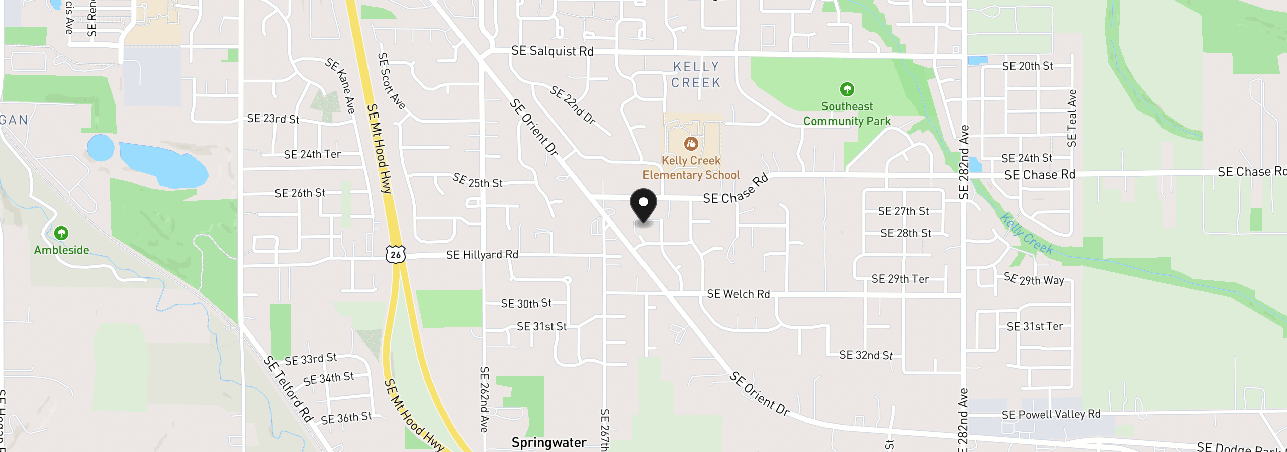 Map showing the location of 2728 SE Acacia Pl, Gresham, OR 97080