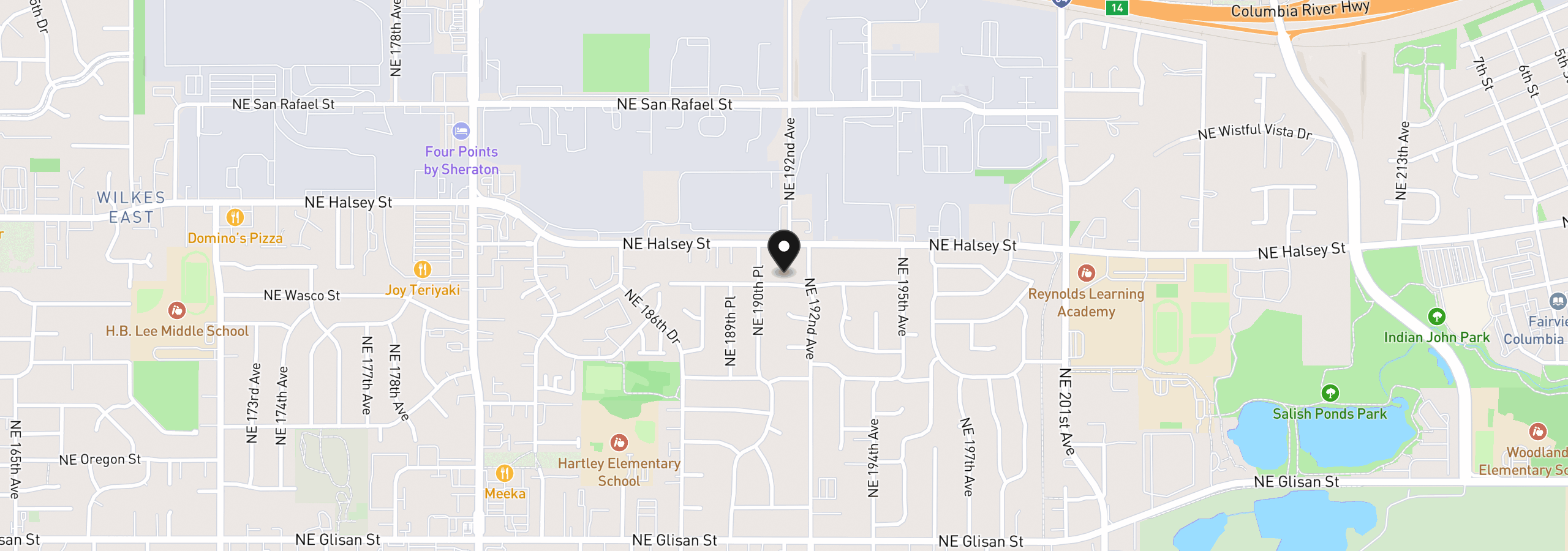 Map showing the location of 19105 NE Clackamas St, Portland, OR 97230