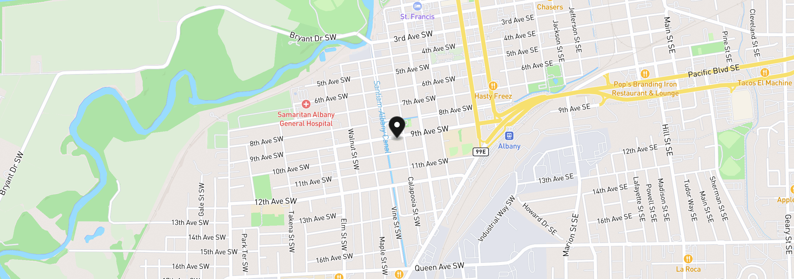 Map showing the location of 620 9th Ave SW, Albany, OR 97321