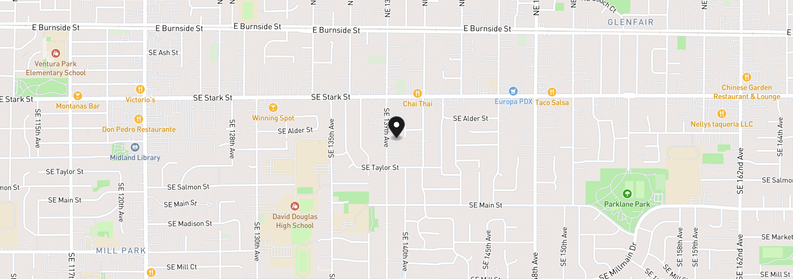 Map showing the location of 760 SE 139th Ave, Portland, OR 97233