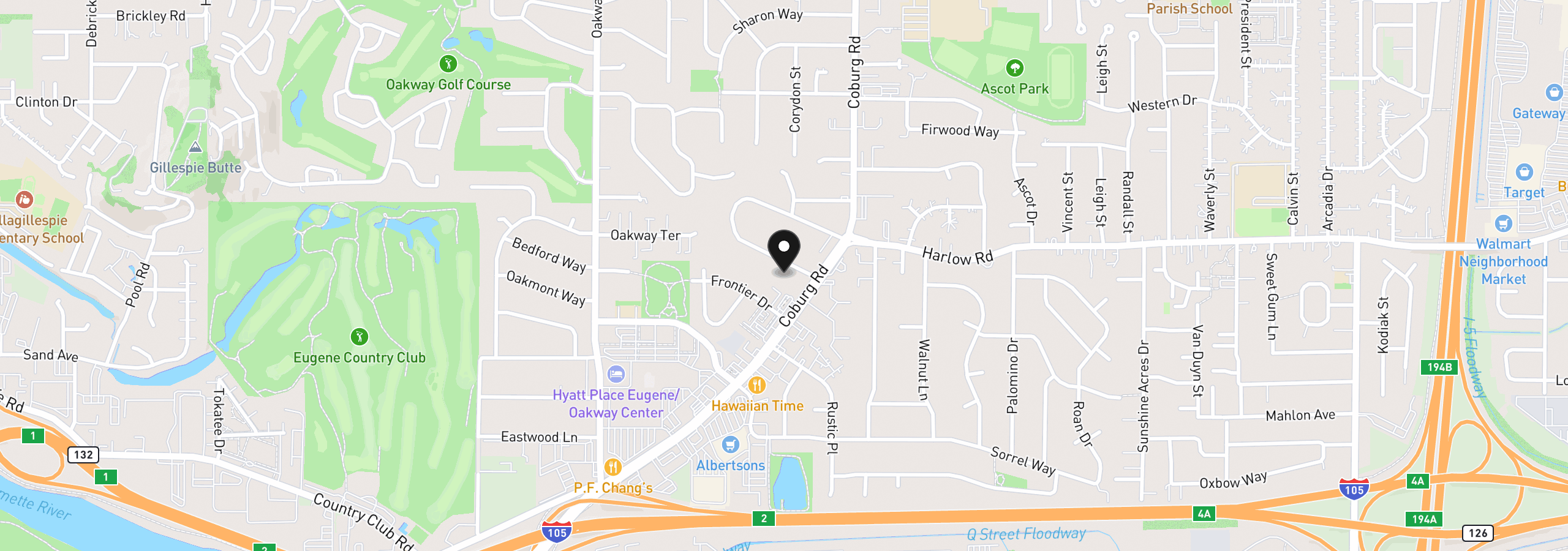 Map showing the location of 2580 Pioneer Pike, Eugene, OR 97401