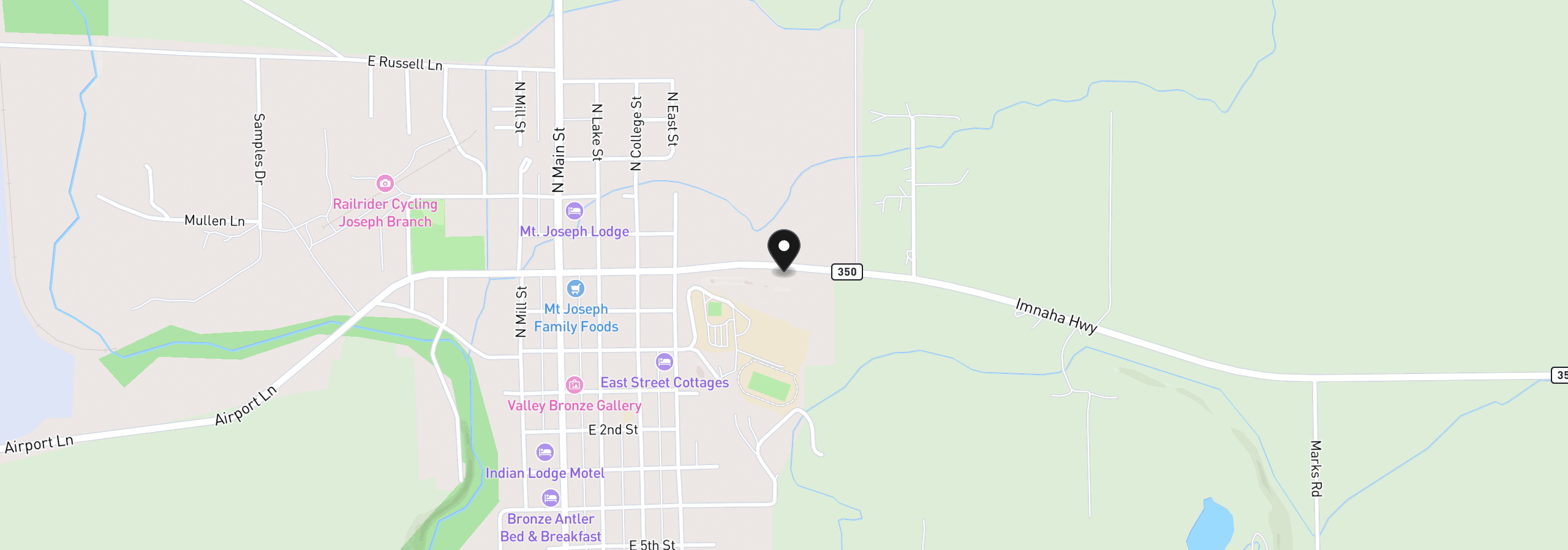 Map showing the location of 604 E Wallowa Ave, Joseph, OR 97846