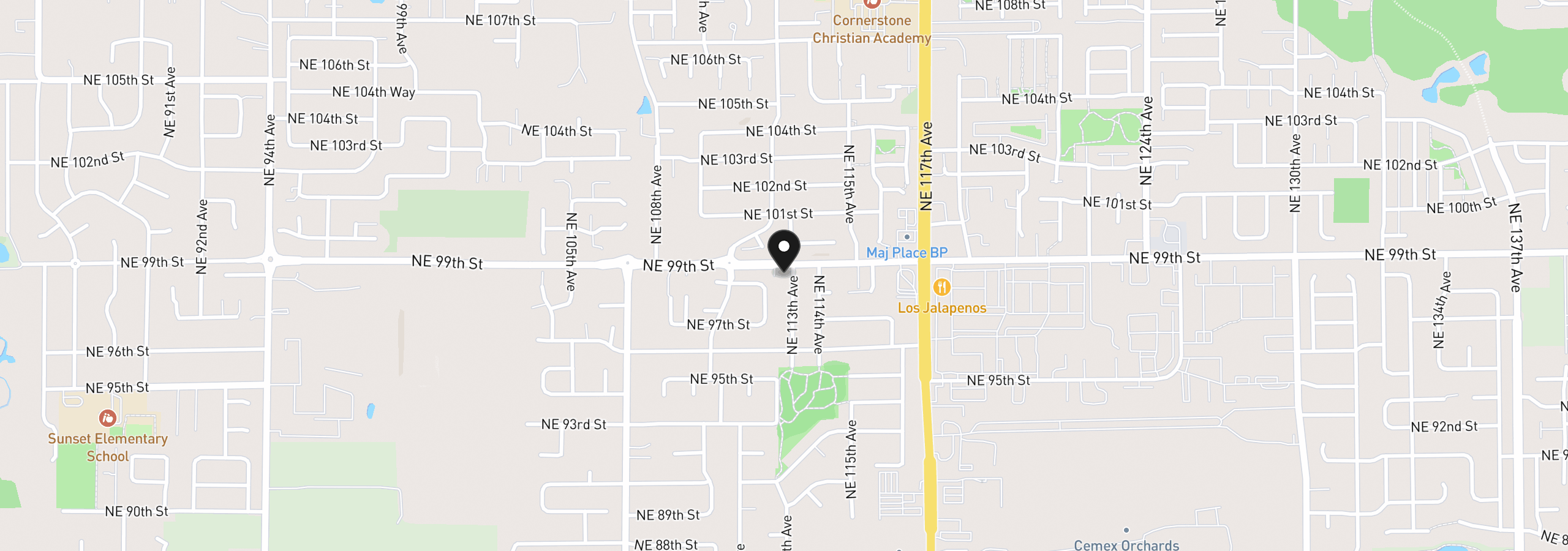 Map showing the location of 9808 NE 113th Ave, Vancouver, Wa 98662