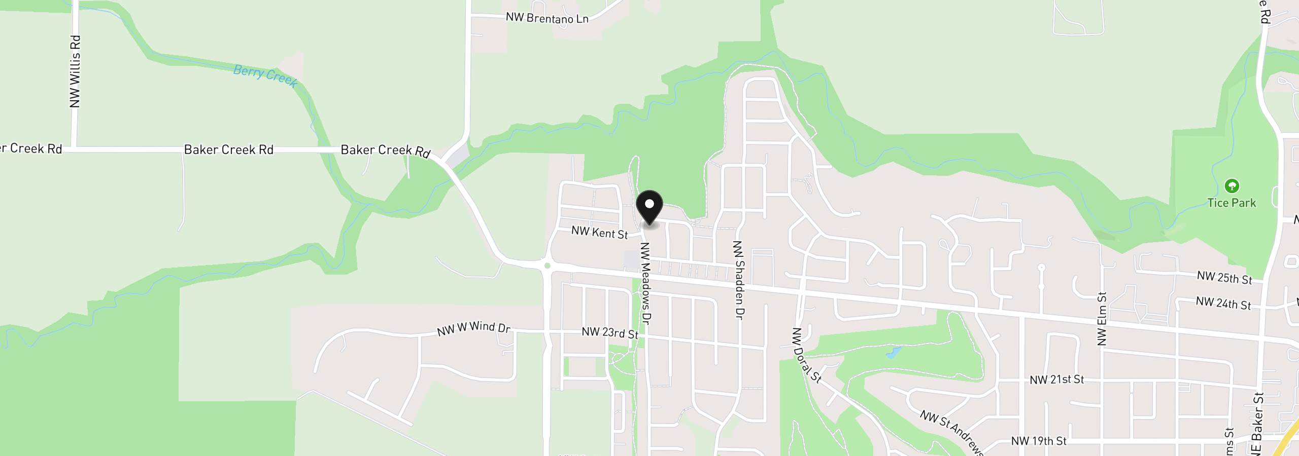 Map showing the location of 2690 NW Meadows Dr, McMinnville, OR 97128