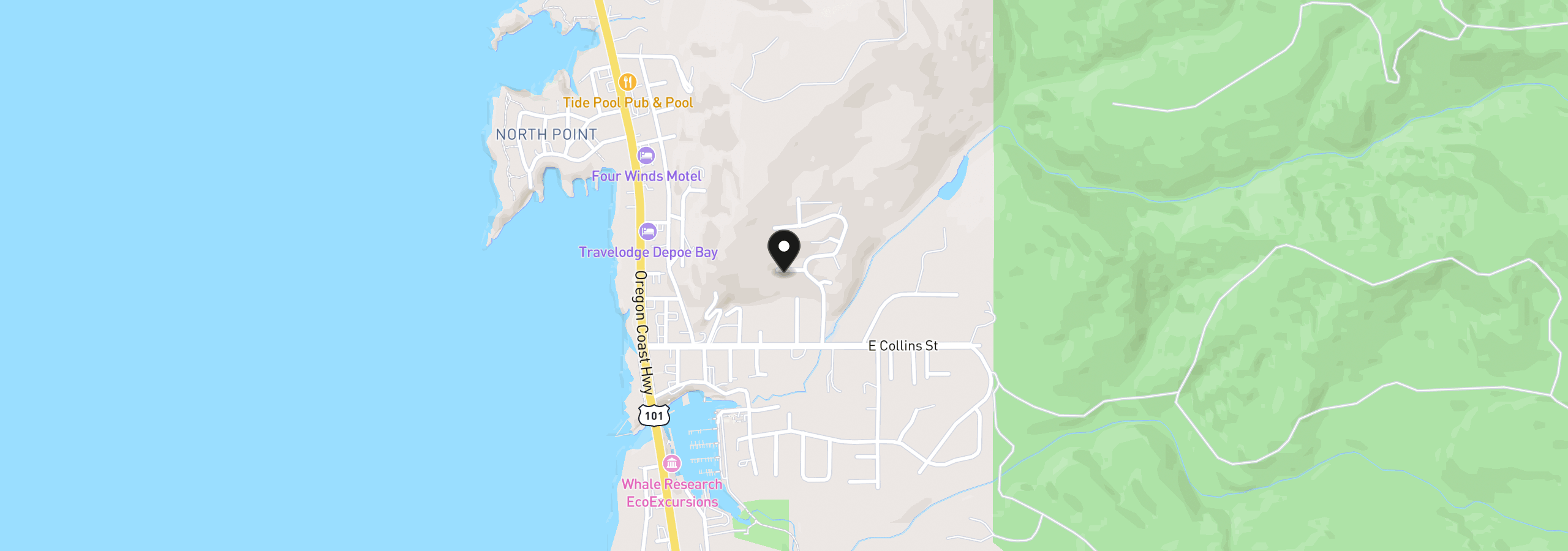 Map showing the location of 350 NE Harbor View Pl, Depoe Bay, OR 97341