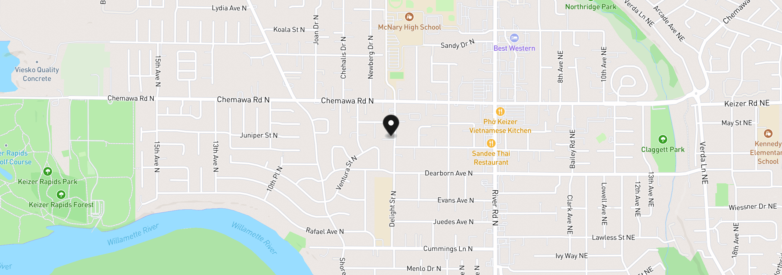 Map showing the location of 4931 Delight St N, Keizer, OR 97303