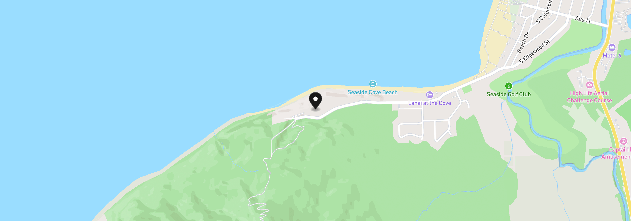 Map showing the location of 3730 Sunset Blvd, Seaside, OR 97138
