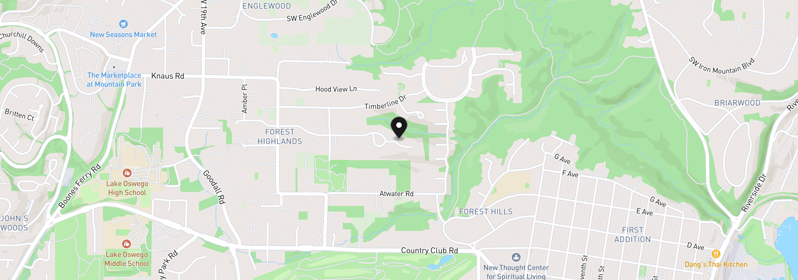 Map showing the location of 725 Carrera Ln, Lake Oswego, OR 97034