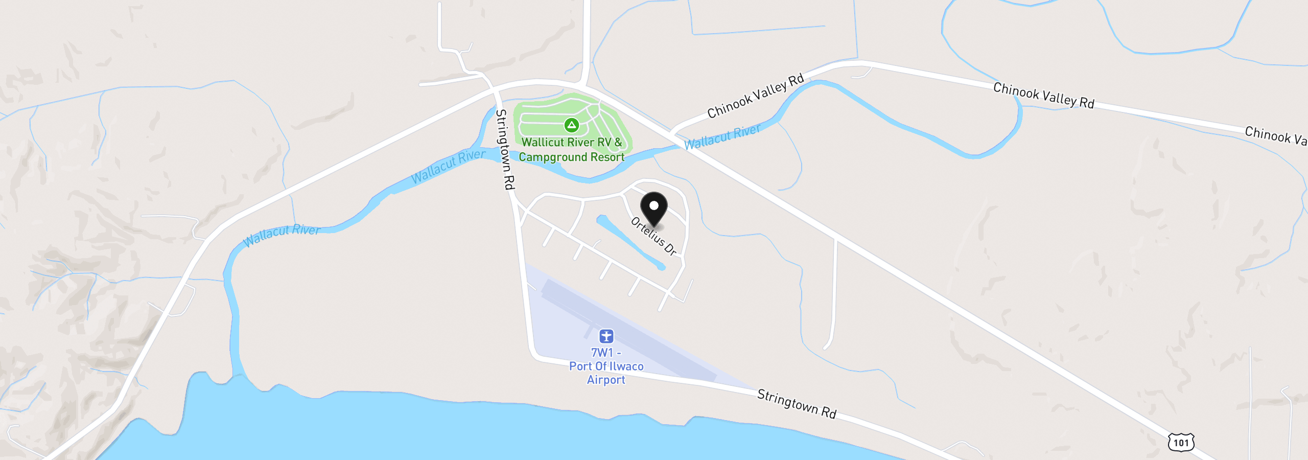 Map showing the location of 7115 Ortelius Dr, Ilwaco, Wa 98624