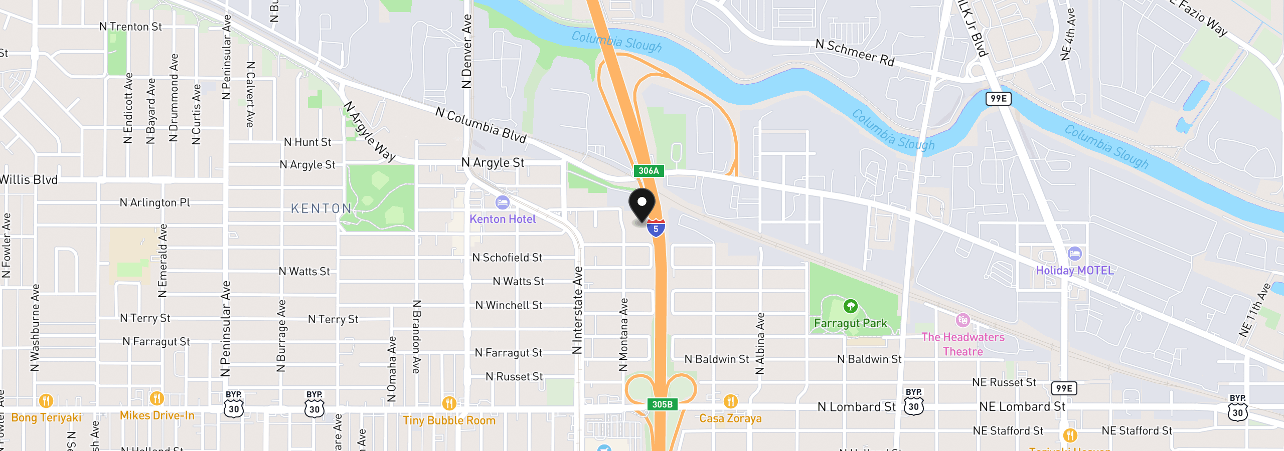 Map showing the location of 1211 N Kilpatrick St, Portland, OR 97217