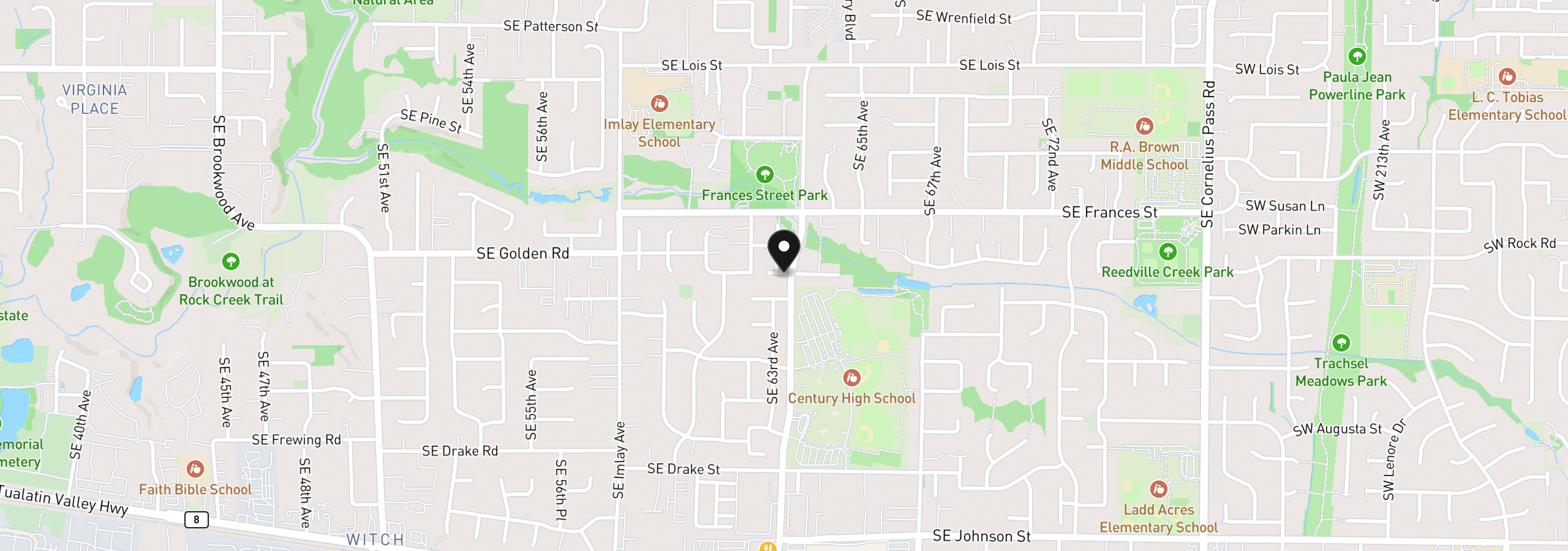 Map showing the location of 6398 SE Gettman Ter, Hillsboro, OR 97123