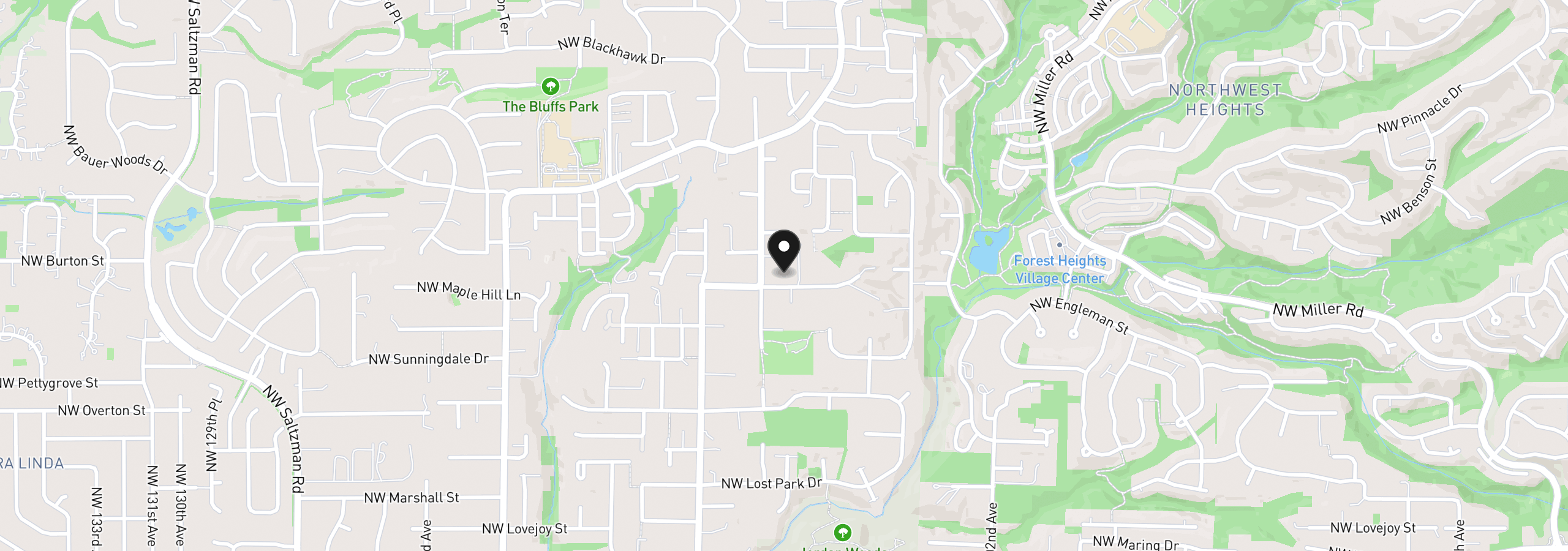 Map showing the location of 10999 NW Rainmont Rd, Portland, OR 97229