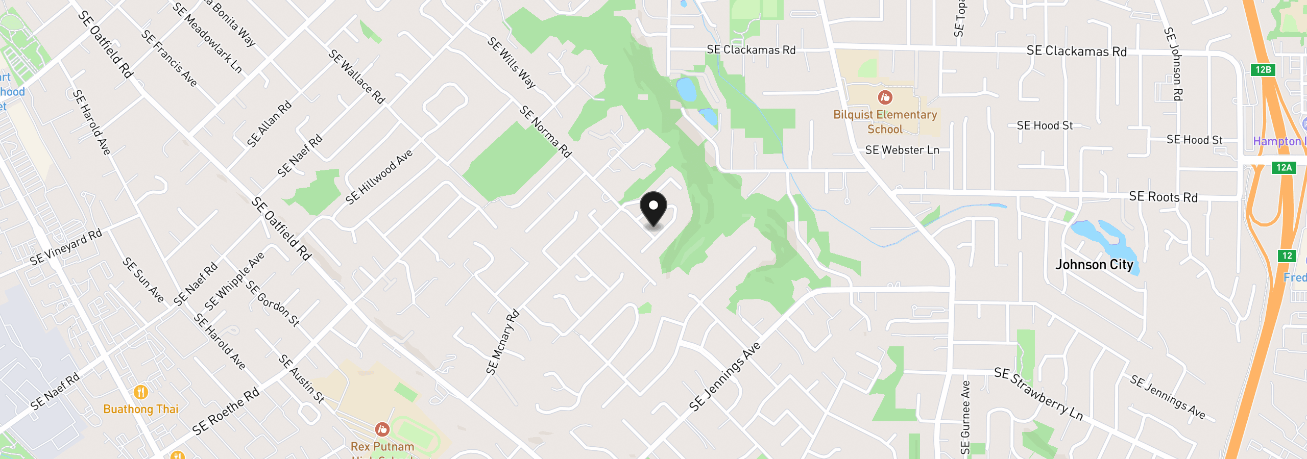 Map showing the location of 6490 SE Norma Cir, Milwaukie, OR 97267