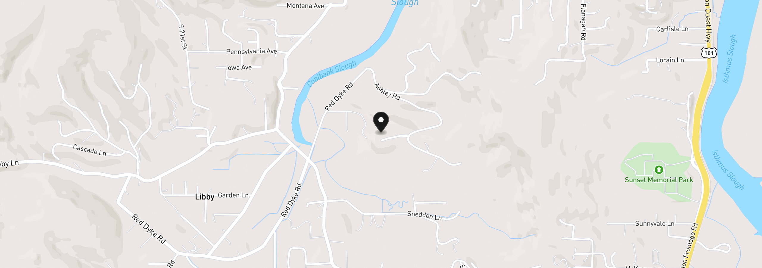 Map showing the location of 0000 Rose Ln, Coos Bay, OR 97420