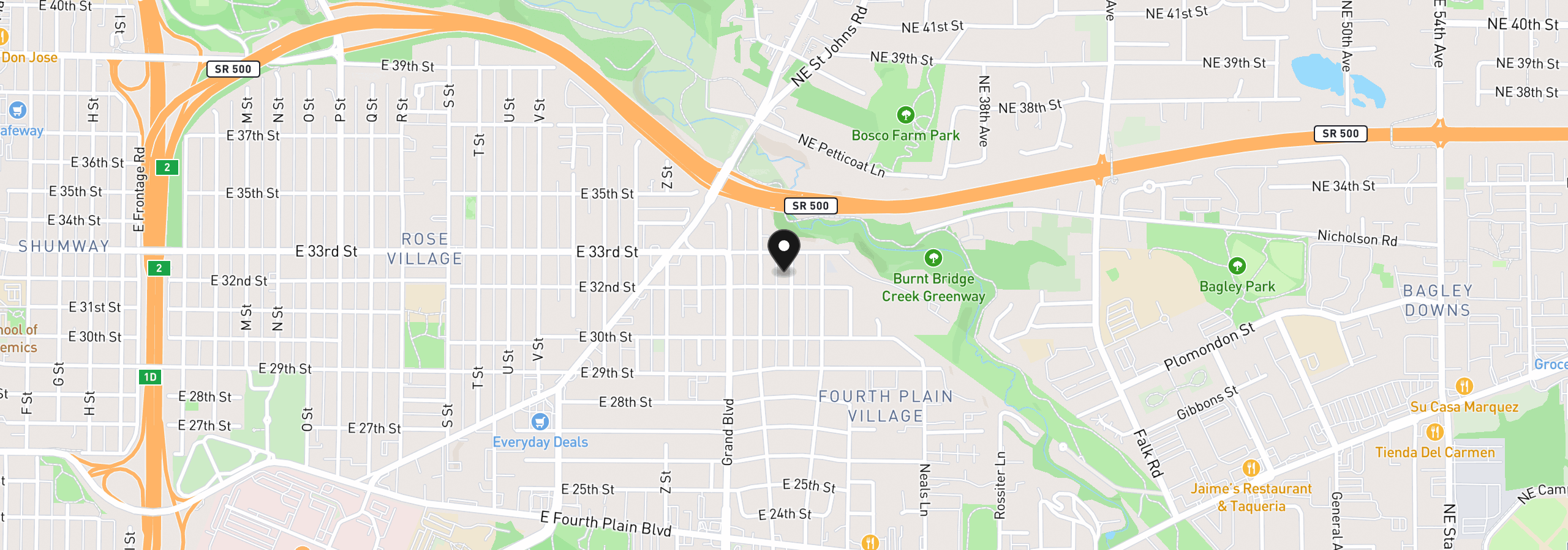 Map showing the location of 3206 Drummond Ave, Vancouver, Wa 98661