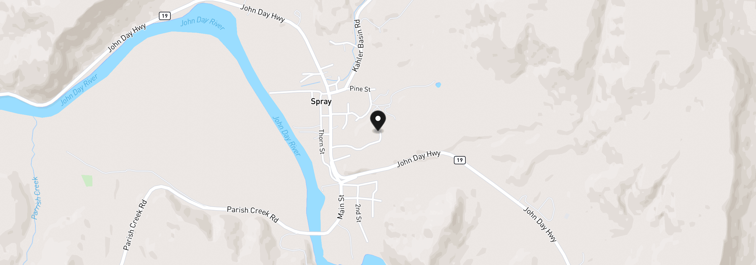 Map showing the location of 703 Broadway St, Spray, OR 97874