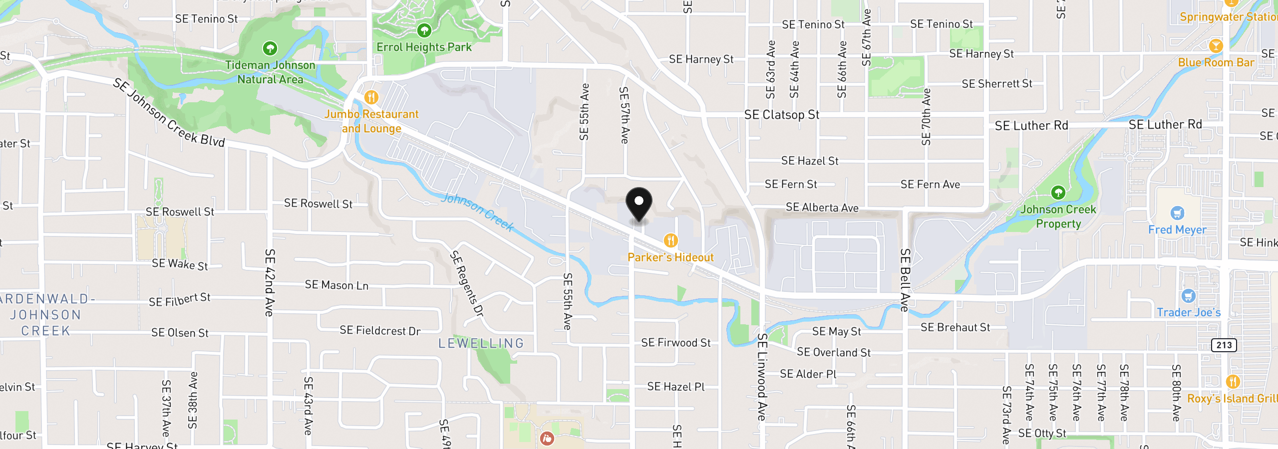 Map showing the location of 8935 SE Stanley Pl, Portland, OR 97206
