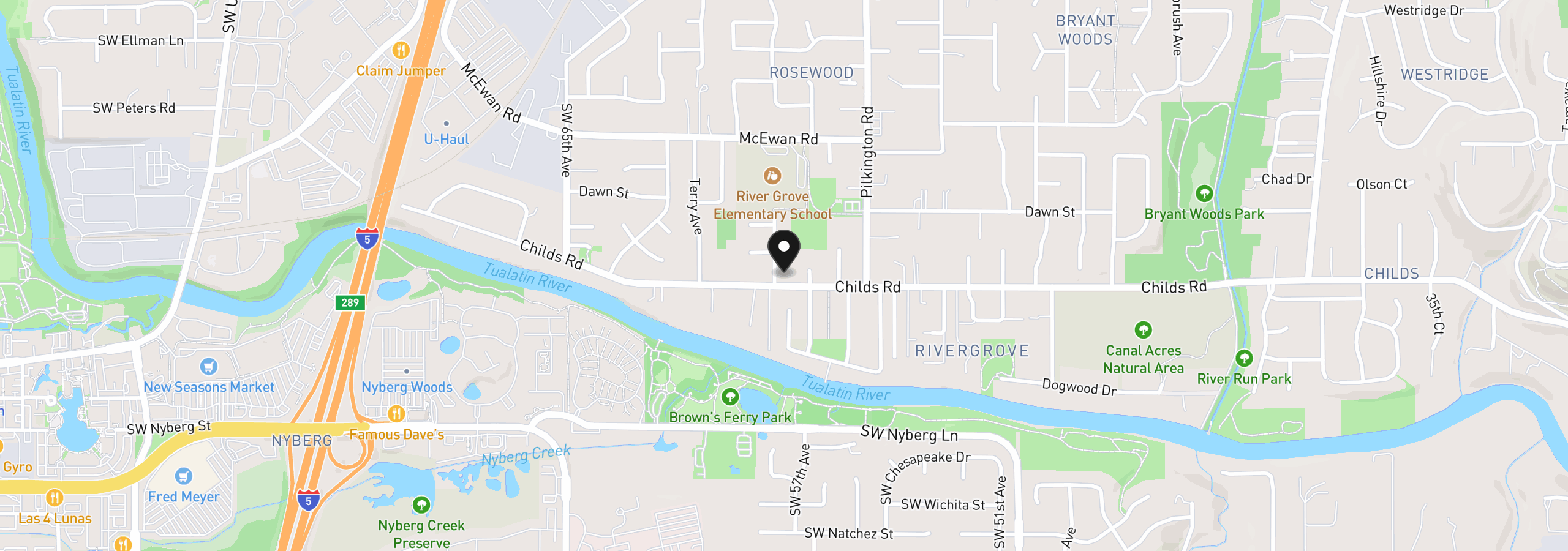 Map showing the location of 5675 Childs Rd, Lake Oswego, OR 97035