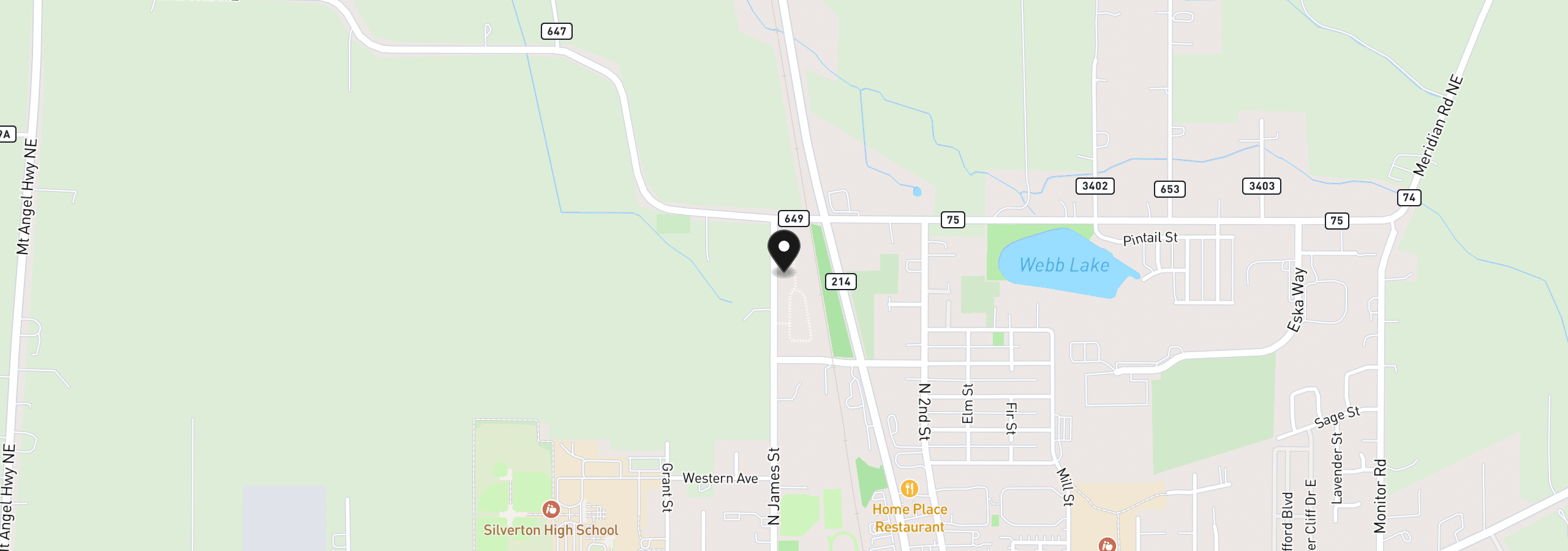 Map showing the location of 713 Tigerlily St, Silverton, OR 97381