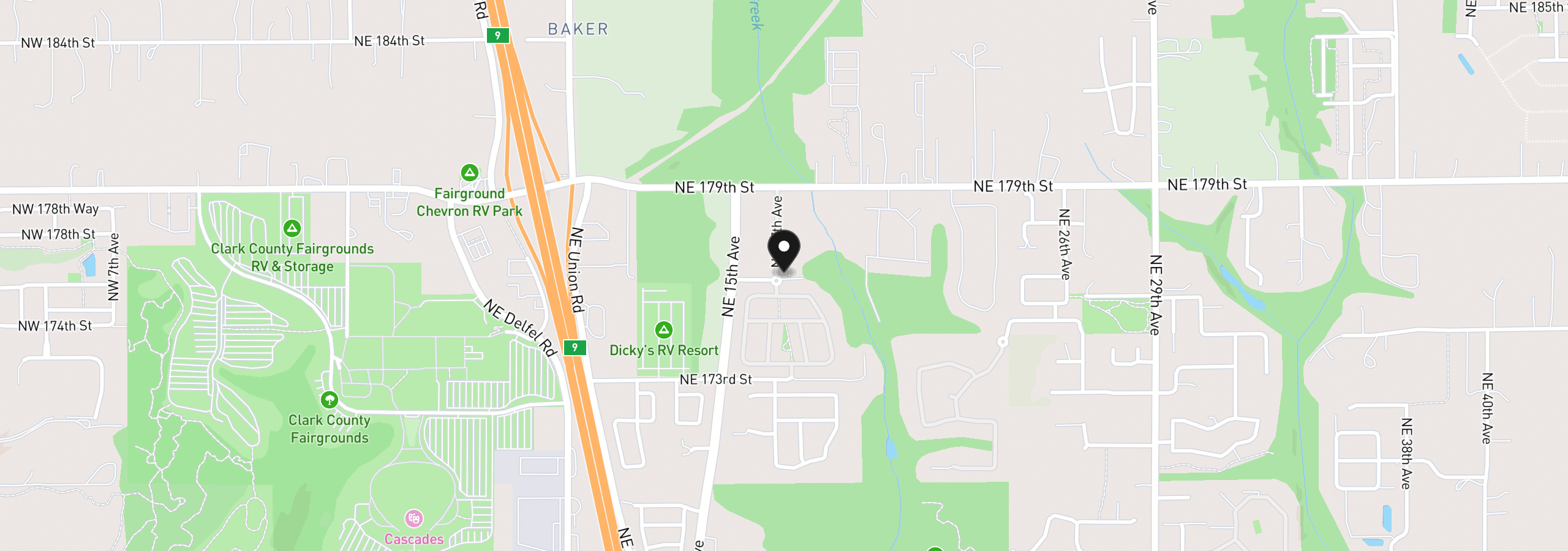 Map showing the location of 17603 NE 17th Ave, Ridgefield, Wa 98642
