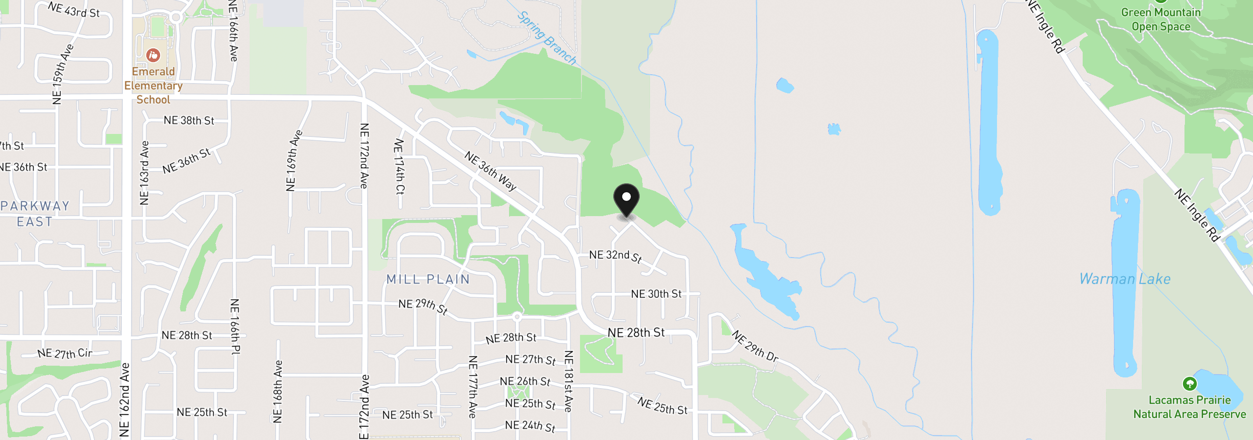 Map showing the location of 18213 NE Garden Dr, Vancouver, Wa 98682