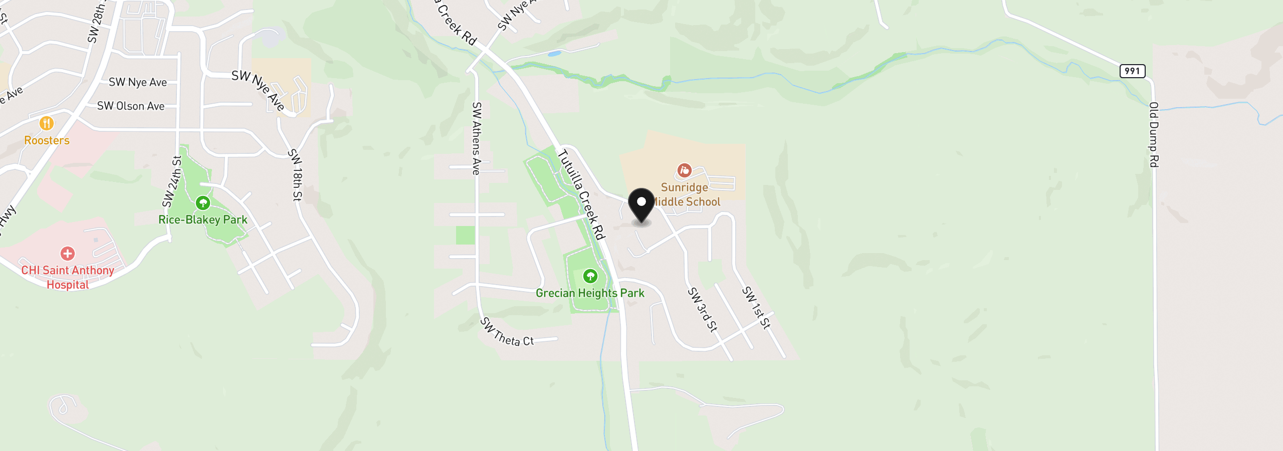 Map showing the location of 417 SW Quinney Pl, Pendleton, OR 97801