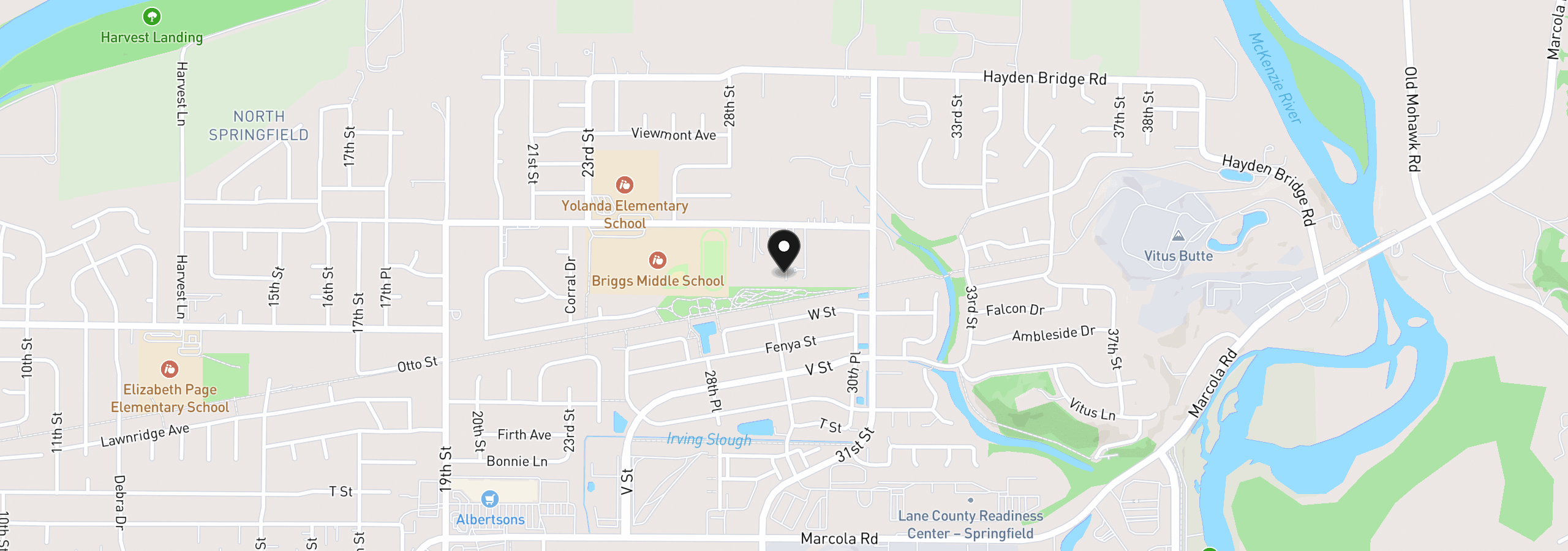 Map showing the location of 2991 Yolanda Ave, Springfield, OR 97477
