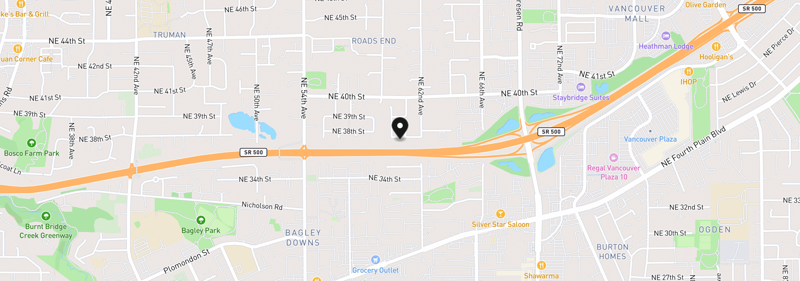Map showing the location of 6009 NE 37th St, Vancouver, Wa 98661