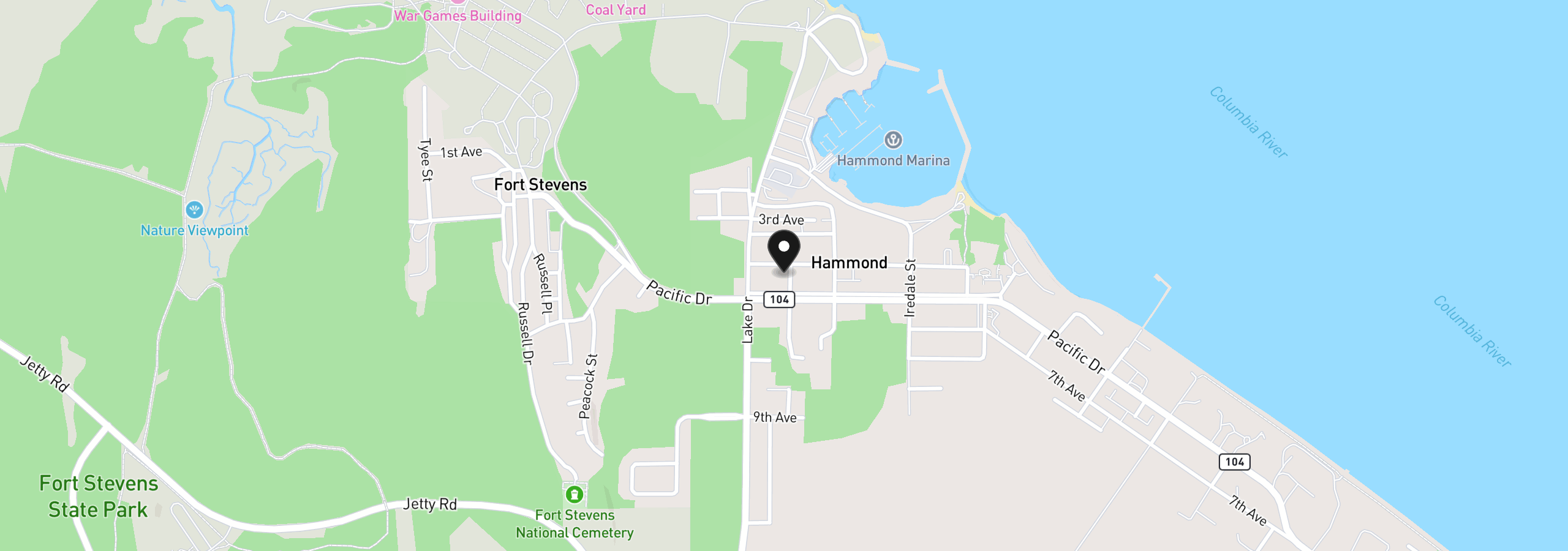 Map showing the location of 525 king salmon, Hammond, OR 97121