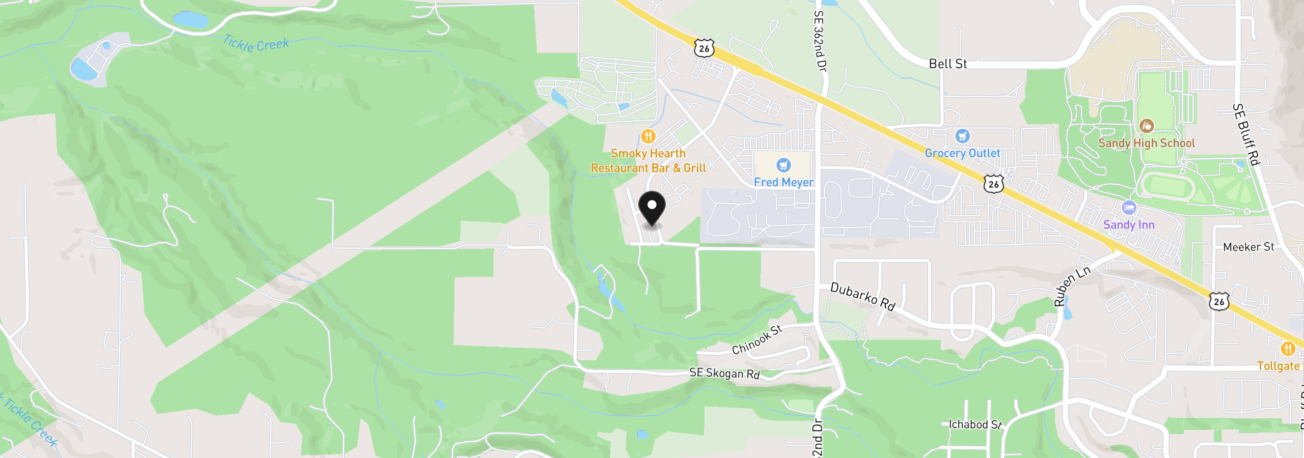 Map showing the location of 16835 Champion Way, Sandy, OR 97055