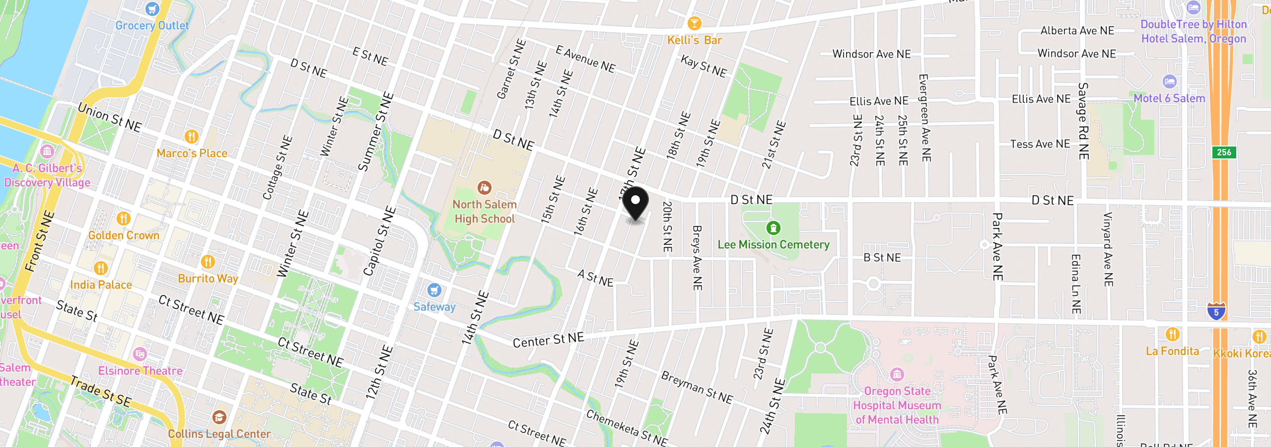 Map showing the location of 1760 C St, Salem, OR 97301