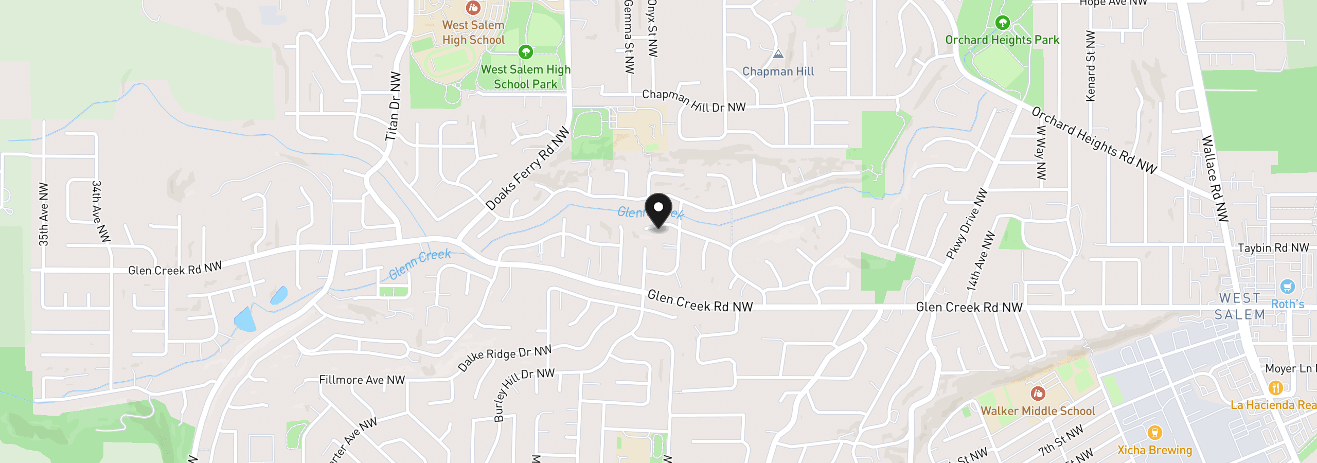 Map showing the location of 2050 Popcorn Ct NW, Salem, OR 97304