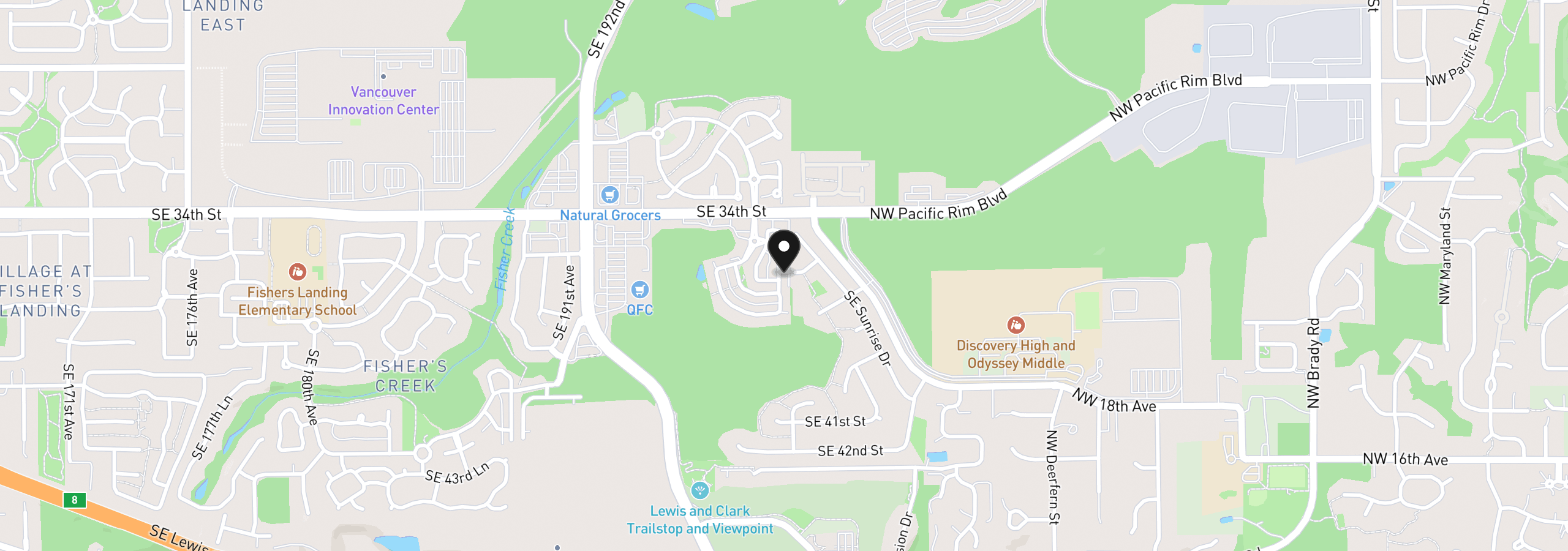 Map showing the location of 3545 SE 198th Ave, Camas, Wa 98607